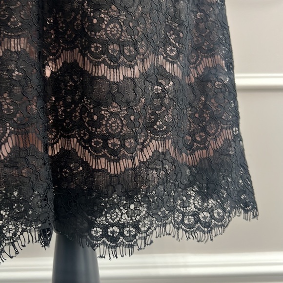 Ya Los Angeles Strapless Dress black Lace Overlay Nude lining underneath Size L - Picture 5 of 10